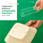 24oz | Sugarcane Square Bowl | Compostable Takeout Bowl | 500 pcs - Image 4