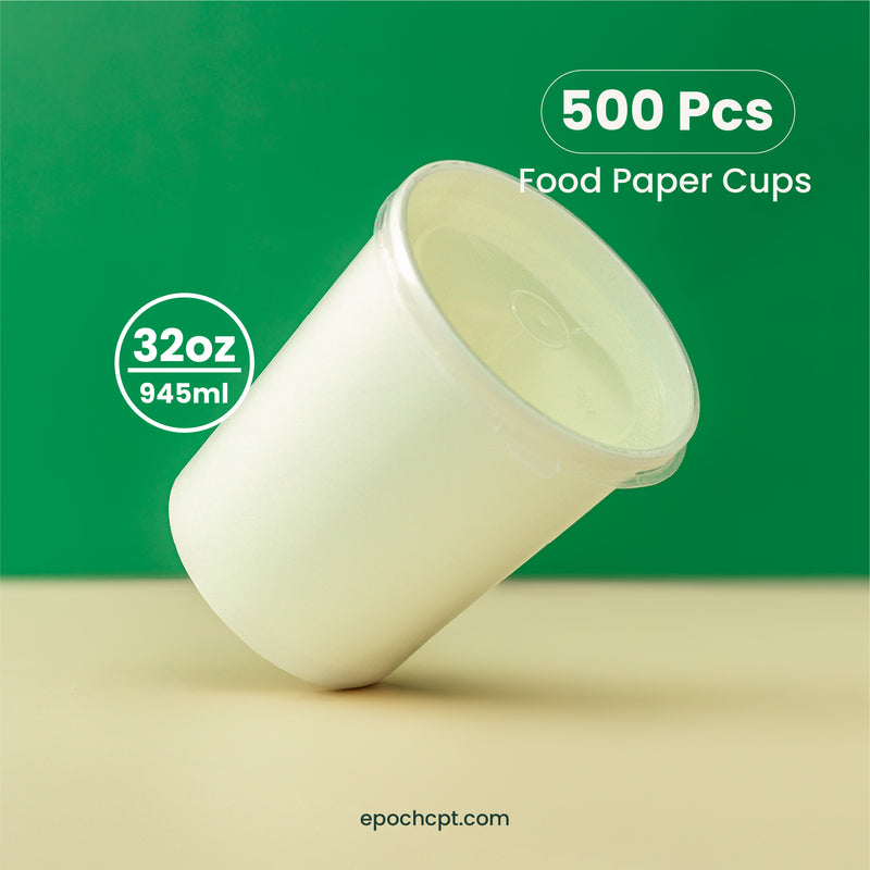 32oz-disposable-paper-cups-with-lids_2x_583ca4ec-343f-4bb7-a86a-c67917c4ecdc.jpg 32 oz | White Double Poly-Coated Paper Food Cup | Large Soup & Food Cup | 500 pcs - Image 1