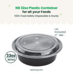 729 | 32oz PP Black Container | Takeout Food Bowl | 150 Sets - Image 3