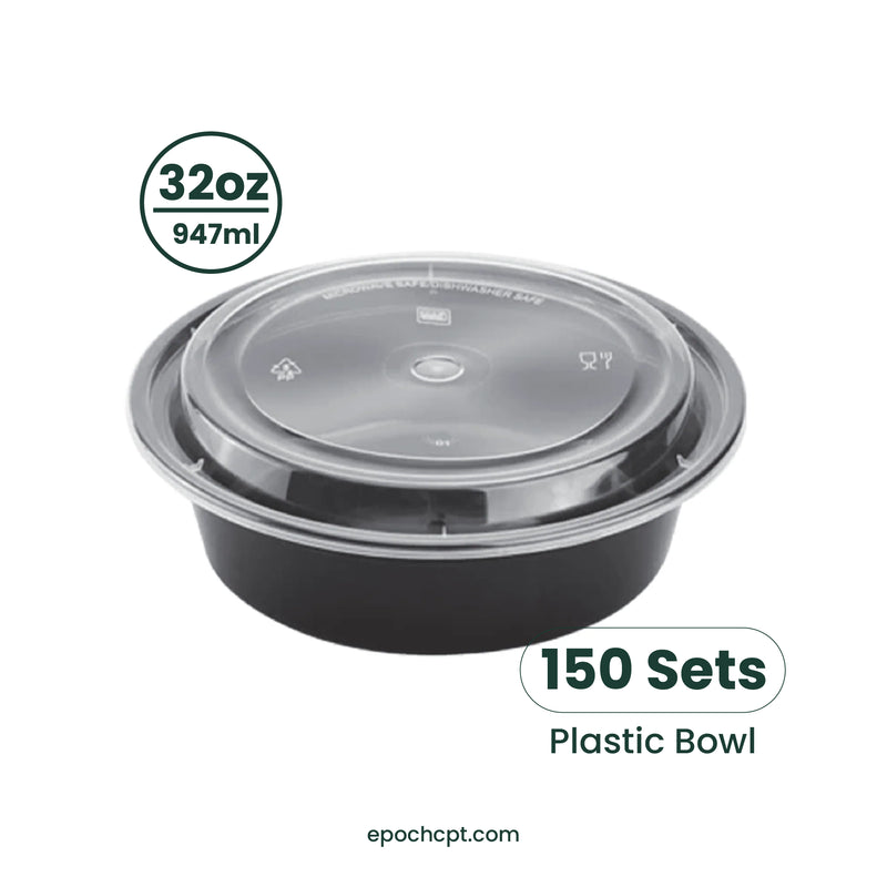 NB32-32oz-Plastic-Ramen-Bowl-with-lid_2x_53ba710f-825e-49cc-8482-21d13080bf6b.jpg 729 | 32oz PP Black Container | Takeout Food Bowl | 150 Sets - Image 1