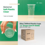 20oz | A-Shape | Clear |Soft PP Clear Plastic Cup | 95mm | 600ml | 1000 pcs - Image 5